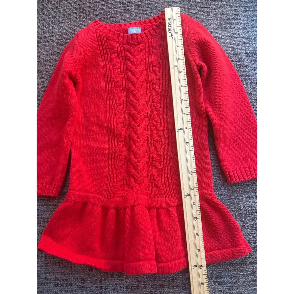 babyGap Red Cable Knit Drop Waist Sweater Dress Kids Size 2‎ Years Long Sleeve